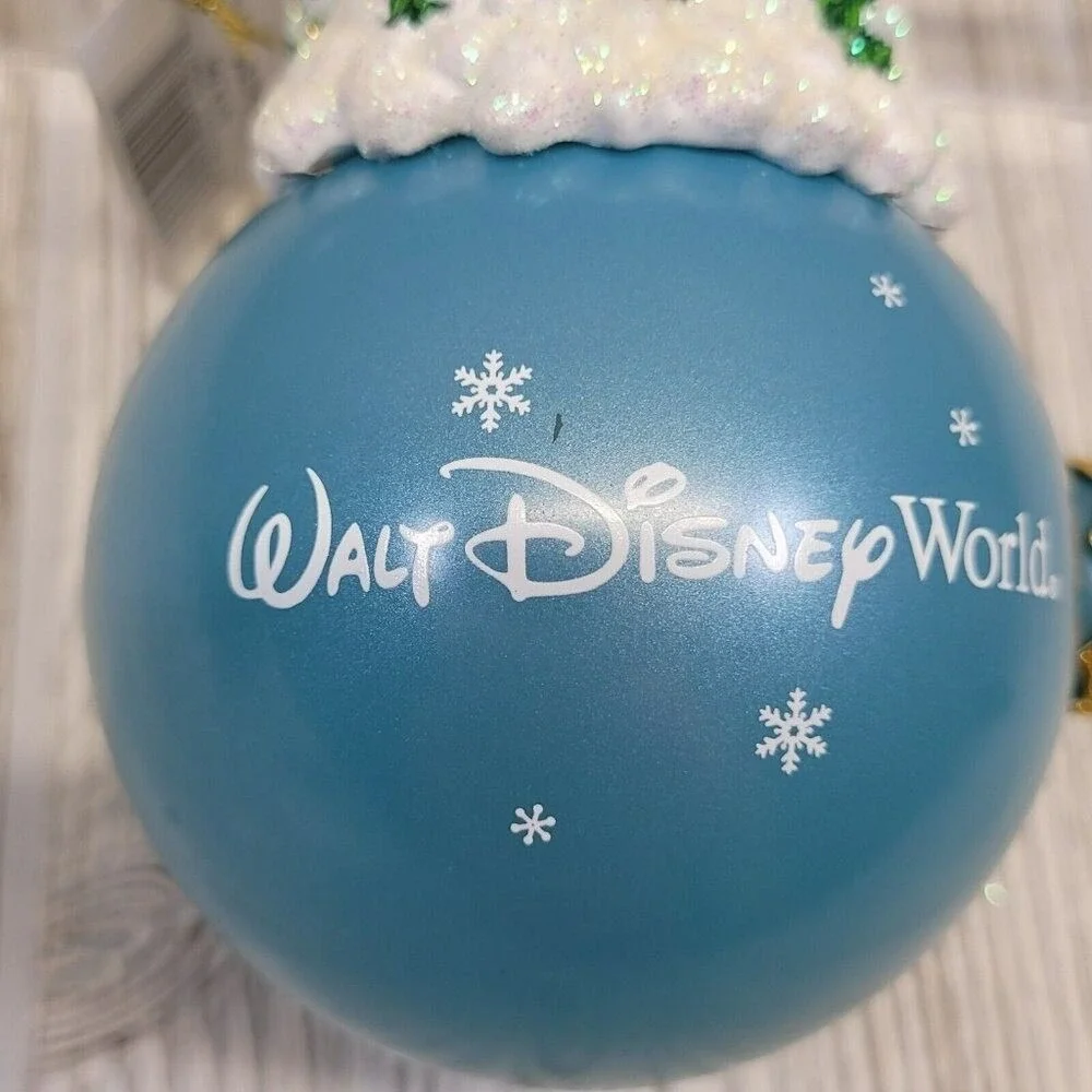 Disney World Christmas‎ Ornament Cinderella Castle Blue Glass Snowflake Ornament